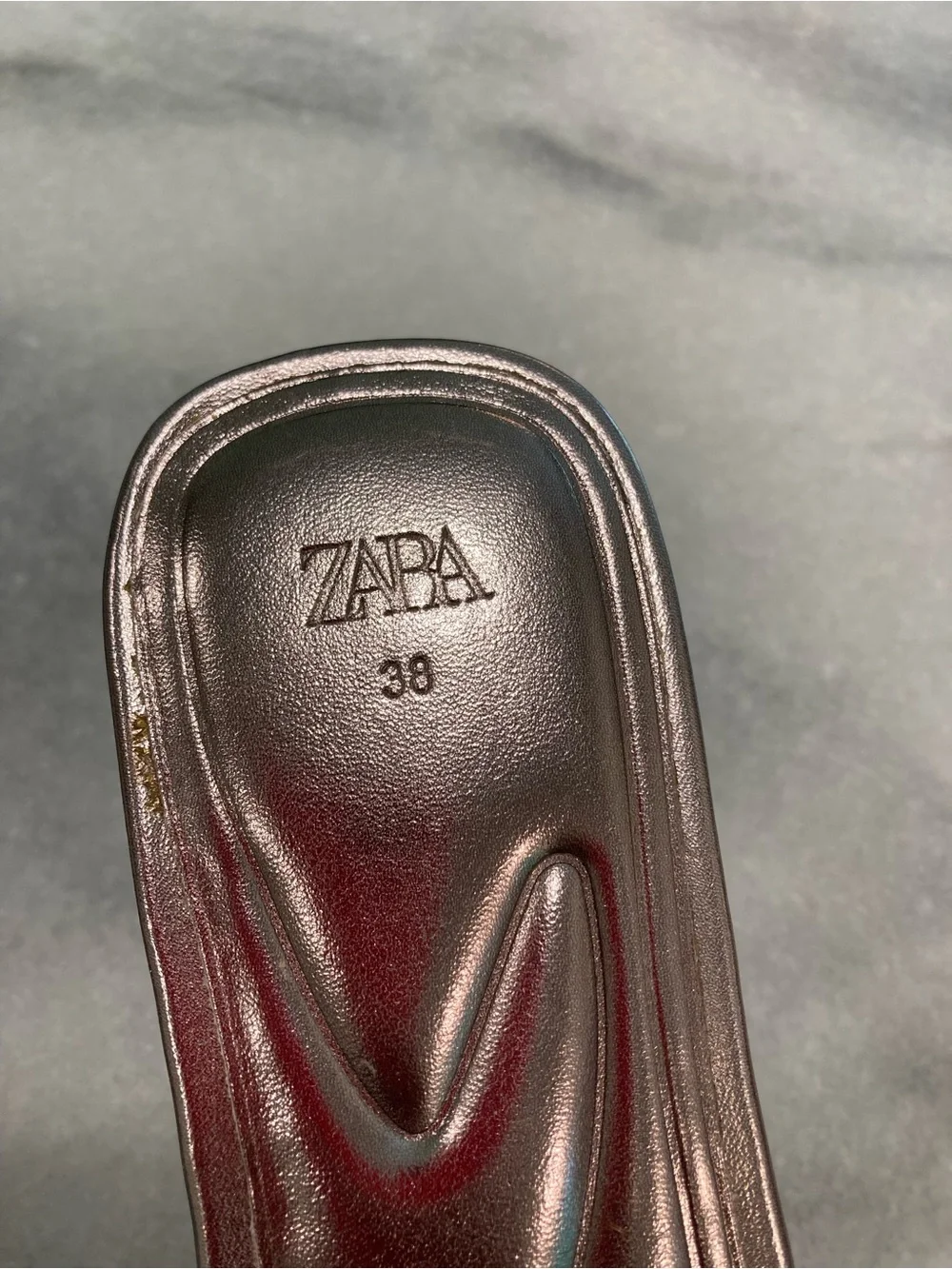 ZARA Silver Rhinestone Crystal Open Toe Flat Slide Sandals - Picture 11 of 14